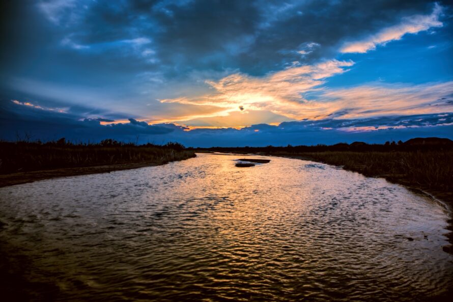 Sunset along the Arkansas River in Garden City