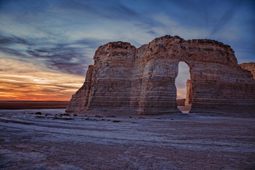 Sunset at Monument Rocks in Gove County Kansas