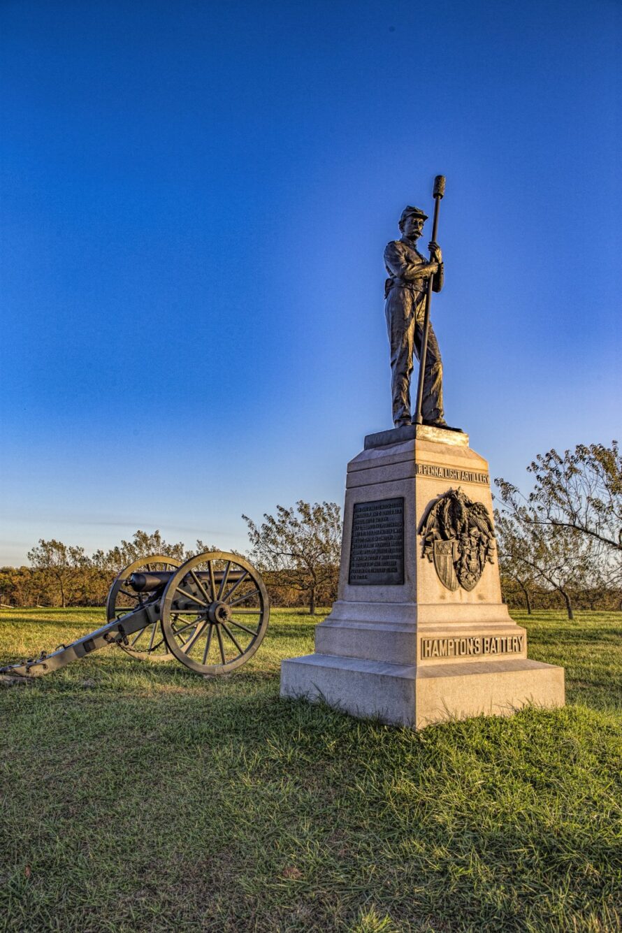 Hampton&#039;s Battery Monument at the Peach Orchard in Gettysburg Pennsylvania